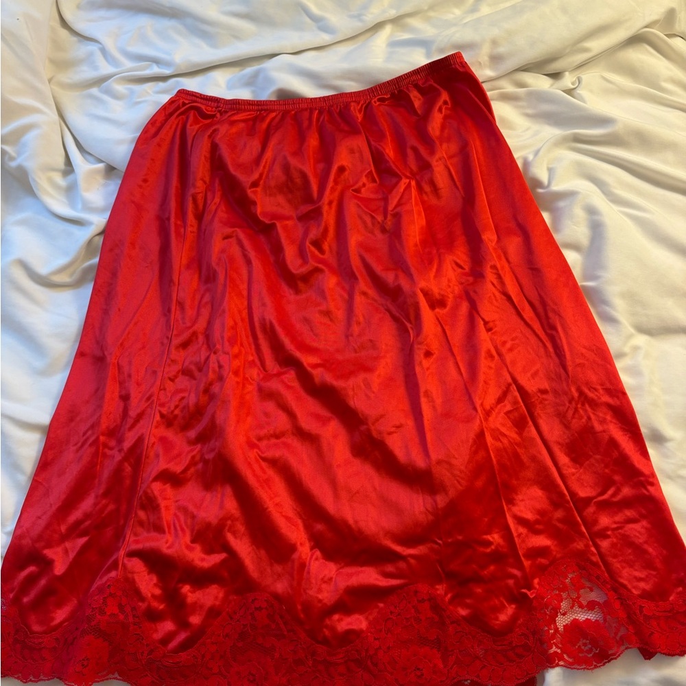 Red Satin Lace Skirt